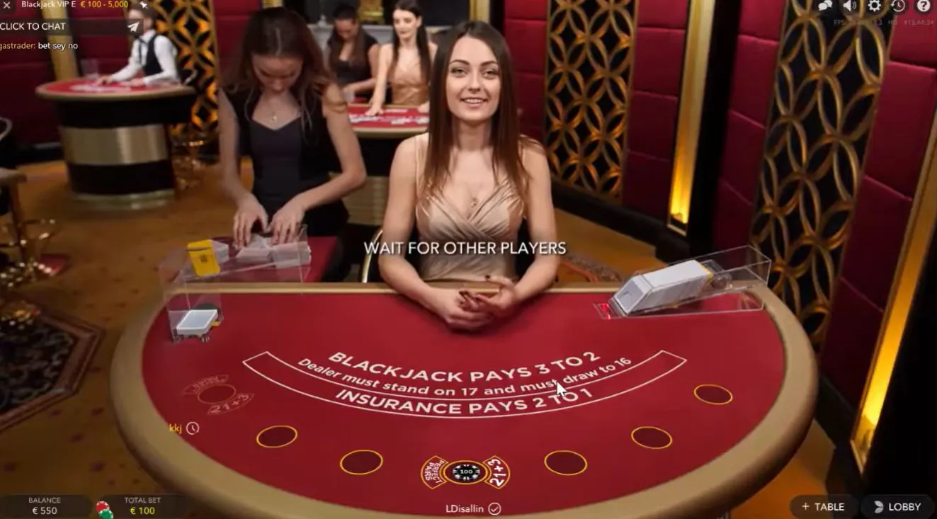 Live Blackjackのプレイ画面